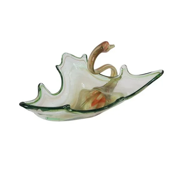 Vintage Mid - Century Sooner or Arklahoma Art Glass Swan - Green, Yellow and Ora - Picture 3 of 3